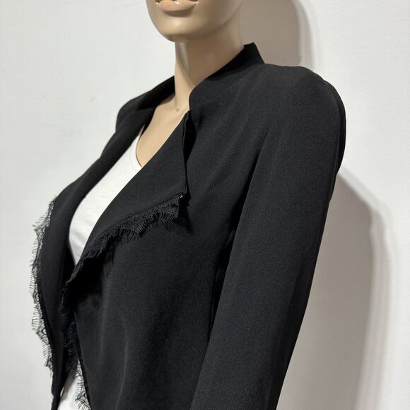 Elevenses Anthropologie Dimmet Drape Topper Jacket Lace Trim Black Blazer S NWT - Picture 5 of 11
